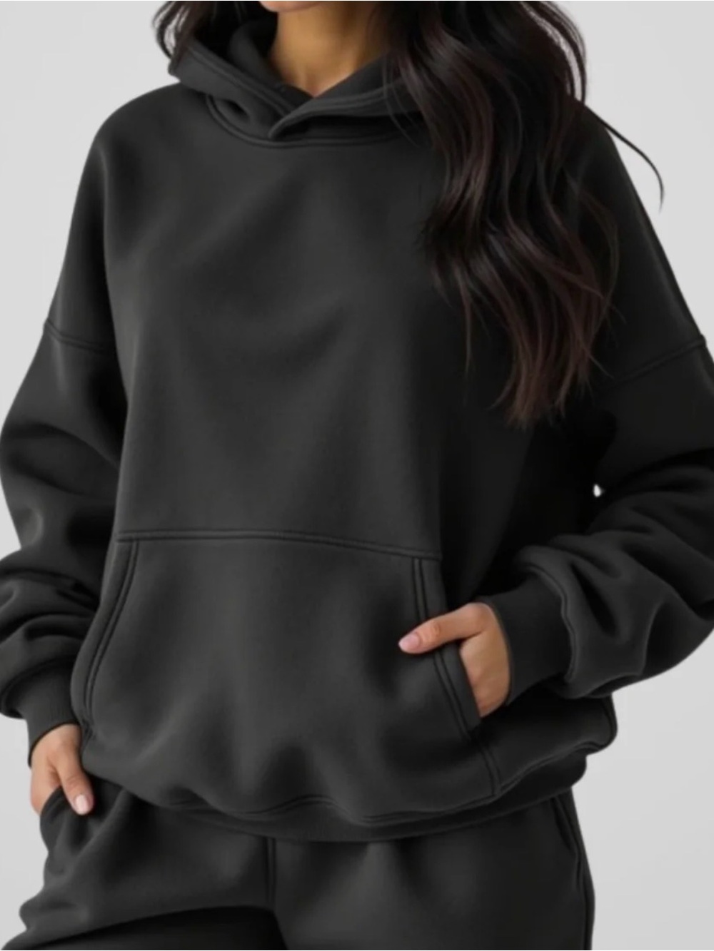 The Warmy Soft Black Women's Oversized Pullover Hoodie